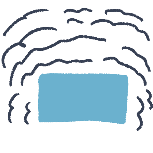 a blue brick surrounded by dark grey squiggly lines, representing vibrations